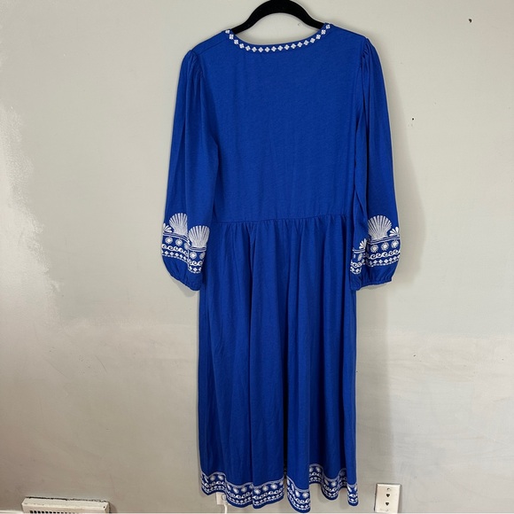 Boden Embroidered Notch Neck Midi Maxi Dress Bright Blue NEW 8 - Picture 8 of 12